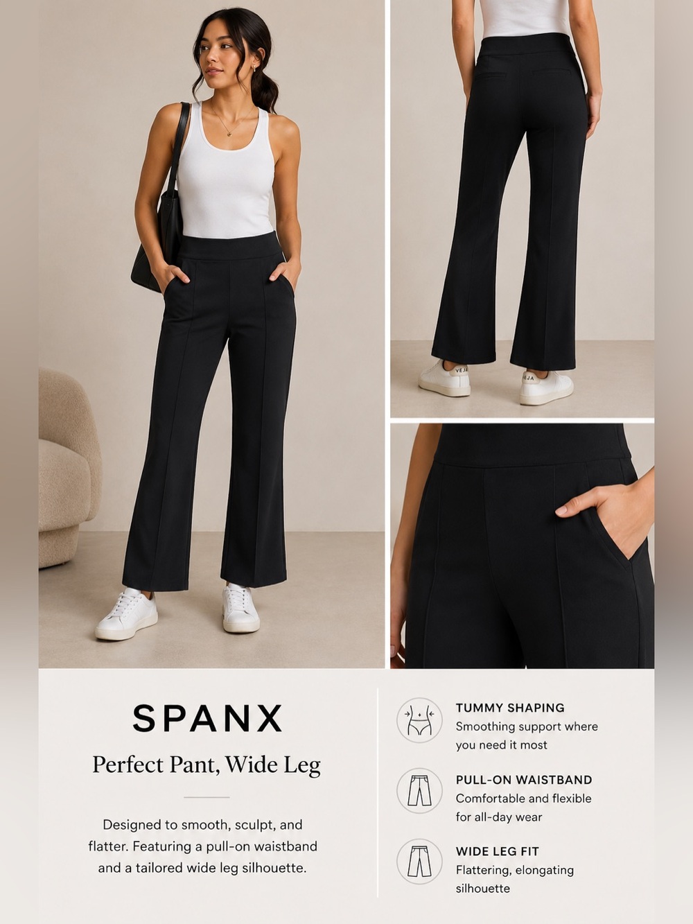 SPANX The Perfect Pant Black Kick Flare Ponte Pull-On Pants